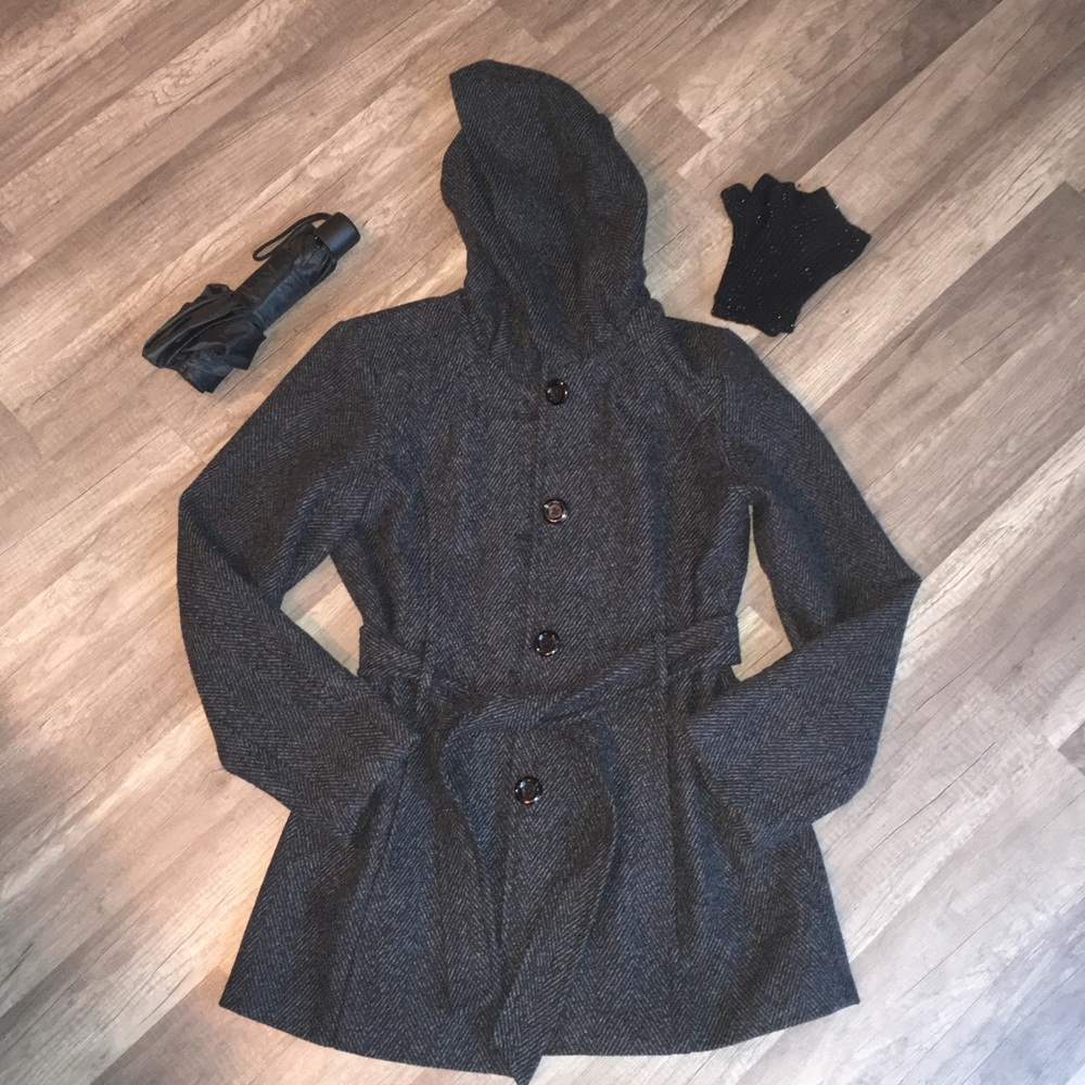 Croft & Barrow Grey Hooded Peacoat